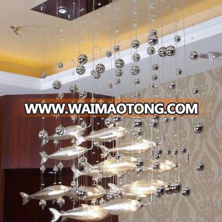 White Ceramics Fish Chandelier for Indoor/Hotel/Lobby Decoration